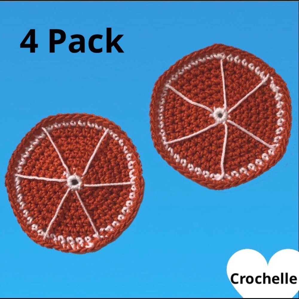 NEW Crochet Orange Slice Coasters (4 pack)
